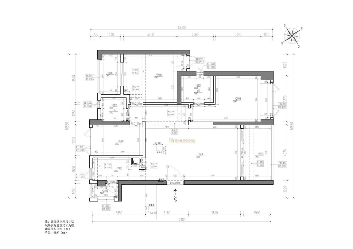 125平米三室装修效果图 - 动态图库网